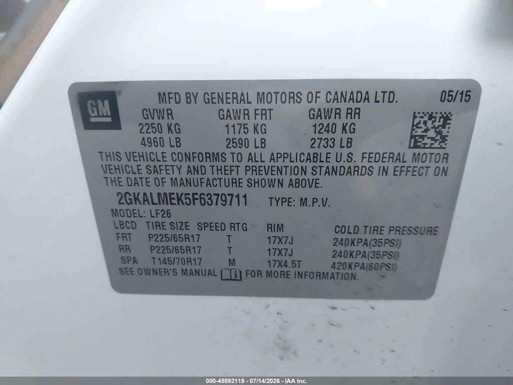 2GKALMEK5F6379711 2015 GMC TERRAIN photo no. 9