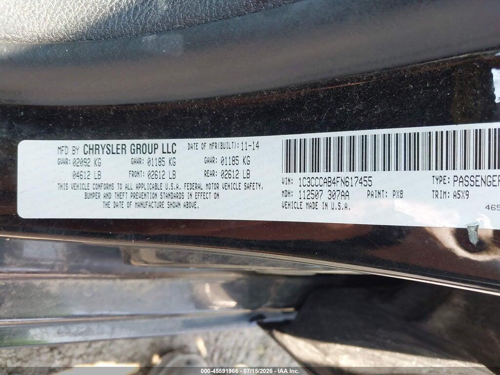 1C3CCCAB4FN617455 2015 CHRYSLER 200 photo no. 9