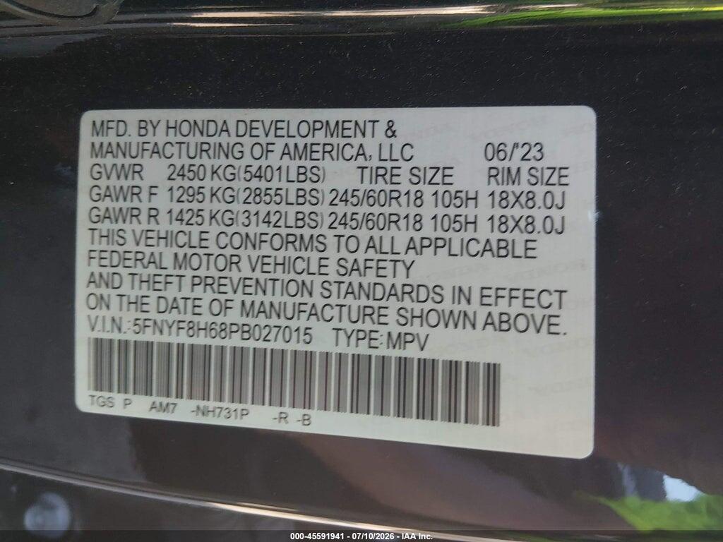5FNYF8H68PB027015 2023 HONDA PASSPORT photo no. 9