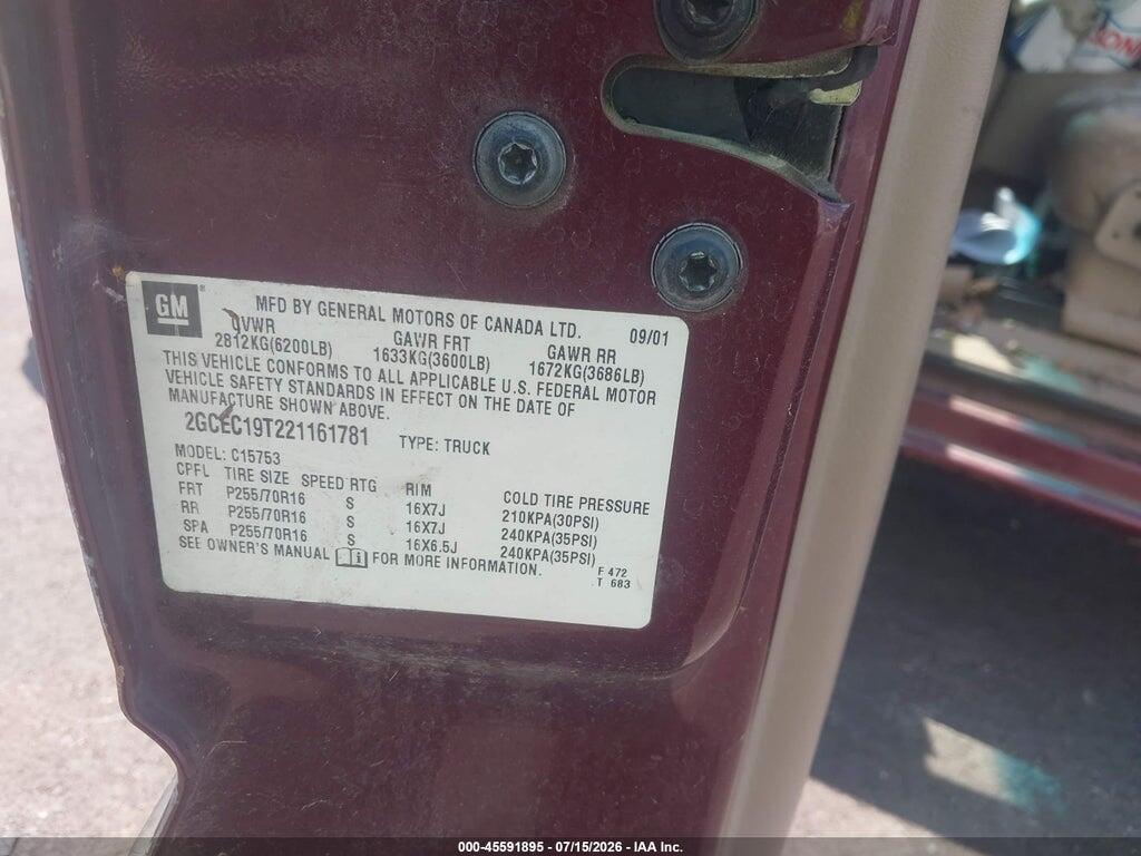 2GCEC19T221161781 2002 CHEVROLET SILVERADO 1500 photo no. 9