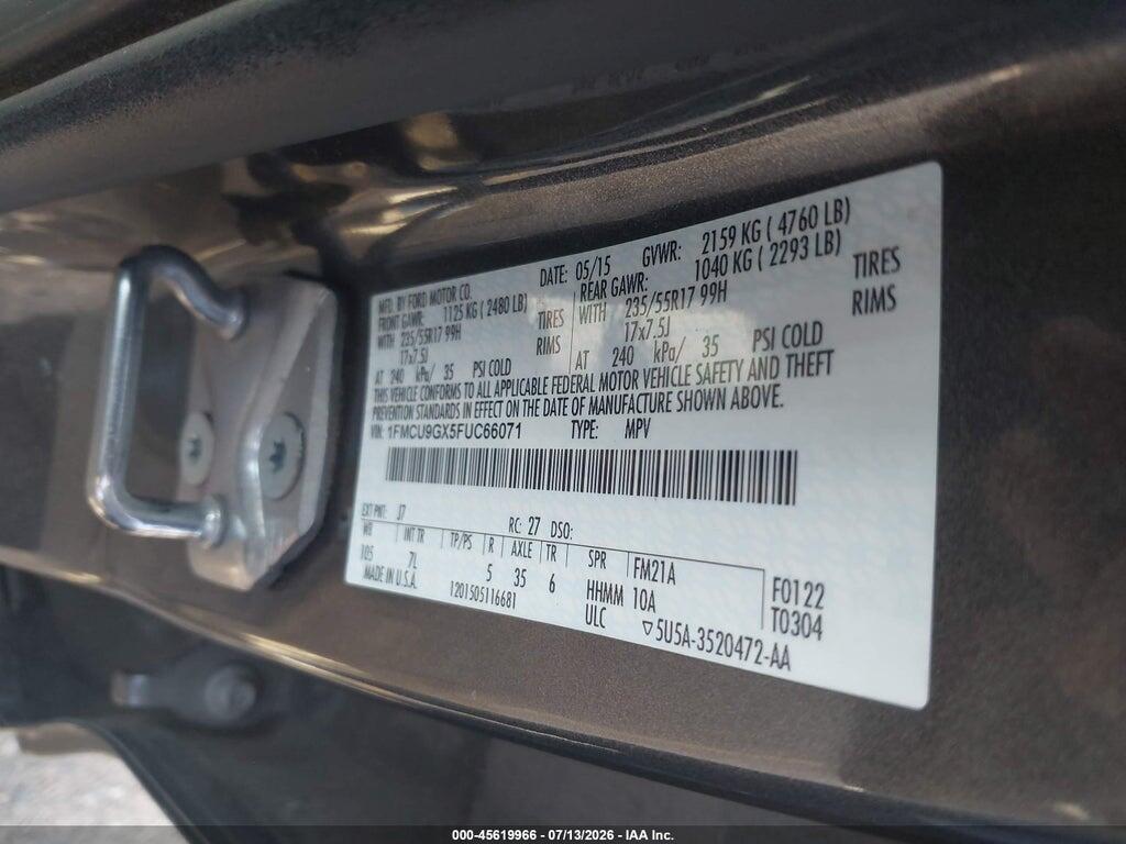 1FMCU9GX5FUC66071 2015 FORD ESCAPE photo no. 9
