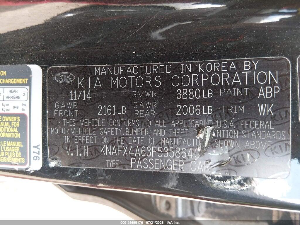 KNAFX4A63F5358640 2015 KIA FORTE photo no. 9