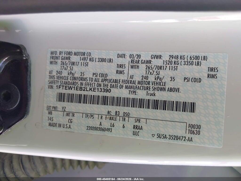 1FTEW1EB2LKE13390 2020 FORD F-150 photo no. 9