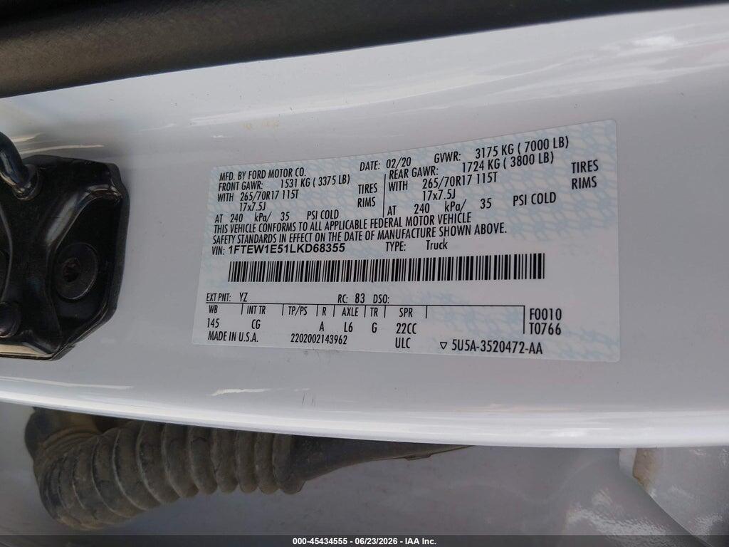 1FTEW1E51LKD68355 2020 FORD F-150 photo no. 9