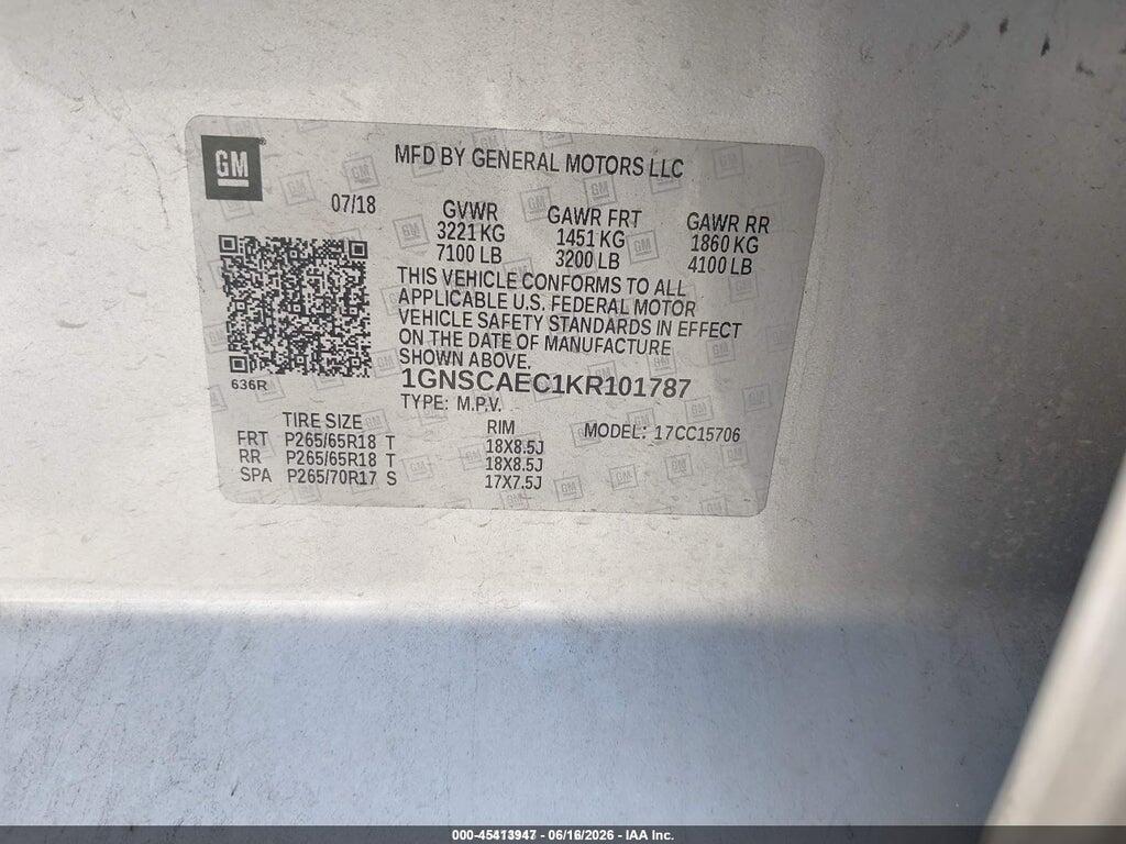 1GNSCAEC1KR101787 2019 CHEVROLET TAHOE photo no. 9