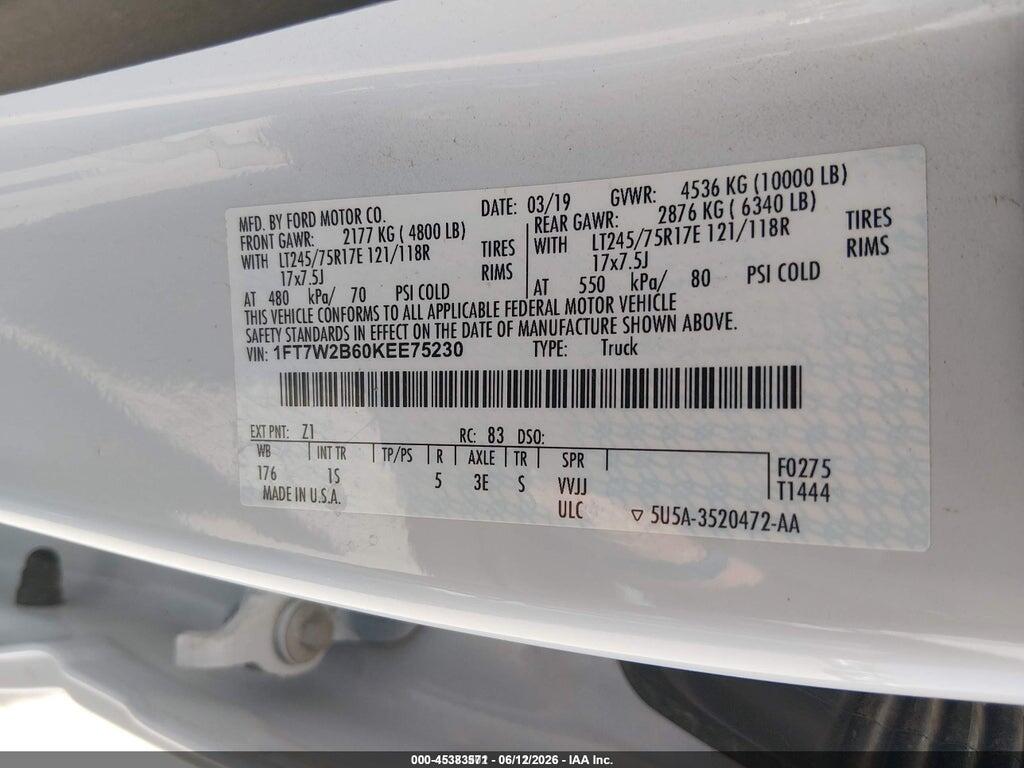 1FT7W2B60KEE75230 2019 FORD F-250 photo no. 9