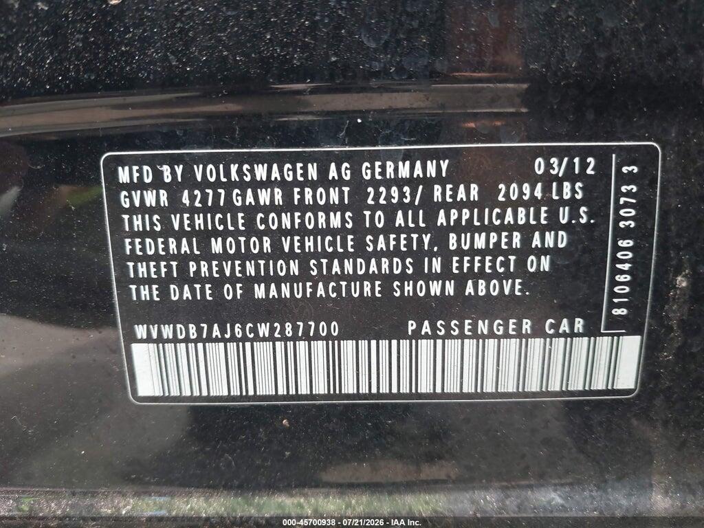 WVWDB7AJ6CW287700 2012 VOLKSWAGEN GOLF photo no. 9