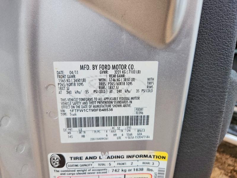 1FTFW1CT9BFB48538 2011 FORD F150 photo no. 12