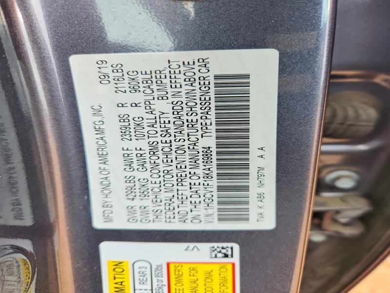 1HGCV1F18KA169864 2019 HONDA ACCORD photo no. 12