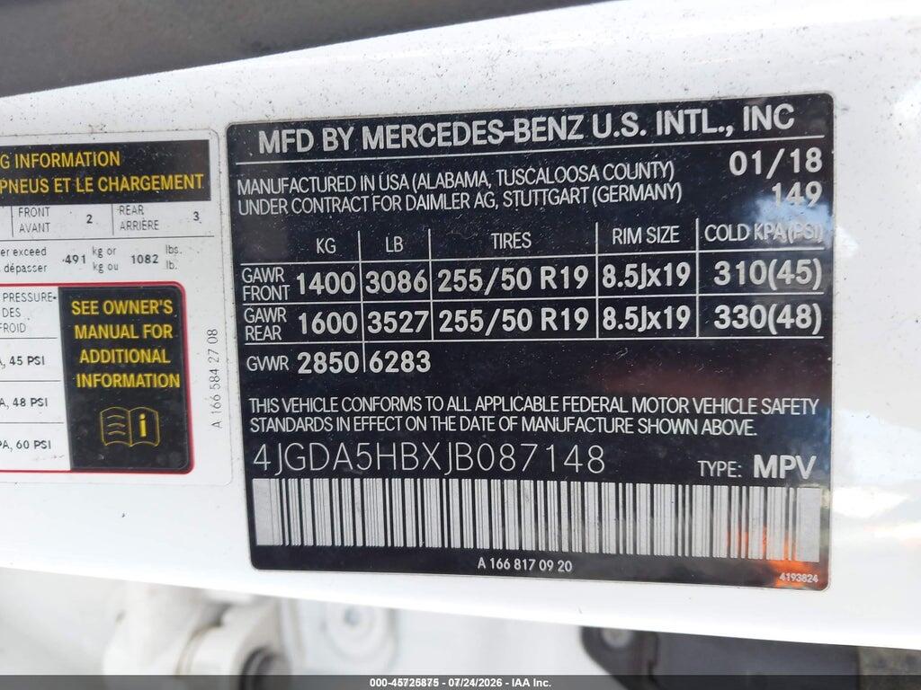 4JGDA5HBXJB087148 2018 MERCEDES-BENZ GLE 350 photo no. 9