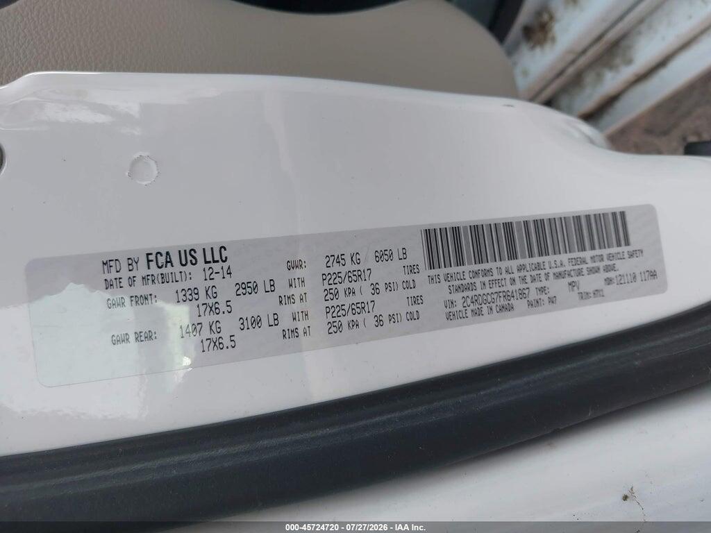2C4RDGCG7FR641867 2015 DODGE GRAND CARAVAN photo no. 9