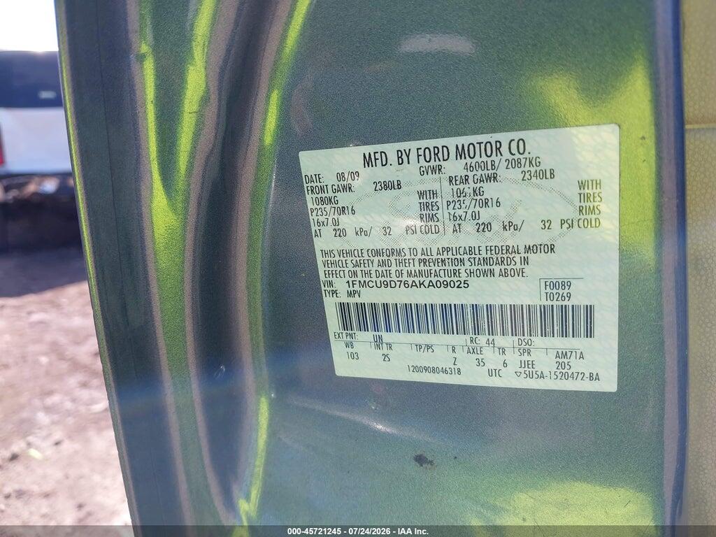 1FMCU9D76AKA09025 2010 FORD ESCAPE photo no. 9