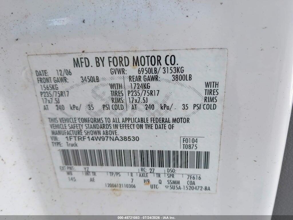 1FTRF14W97NA38530 2007 FORD F-150 photo no. 9