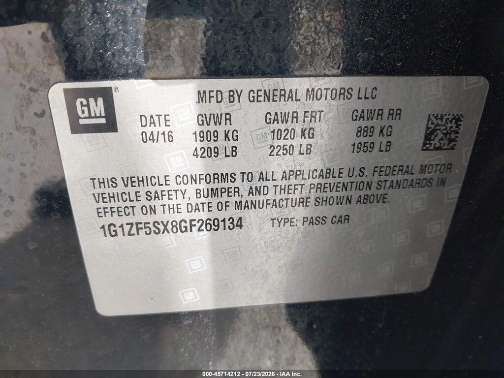 1G1ZF5SX8GF269134 2016 CHEVROLET MALIBU photo no. 9