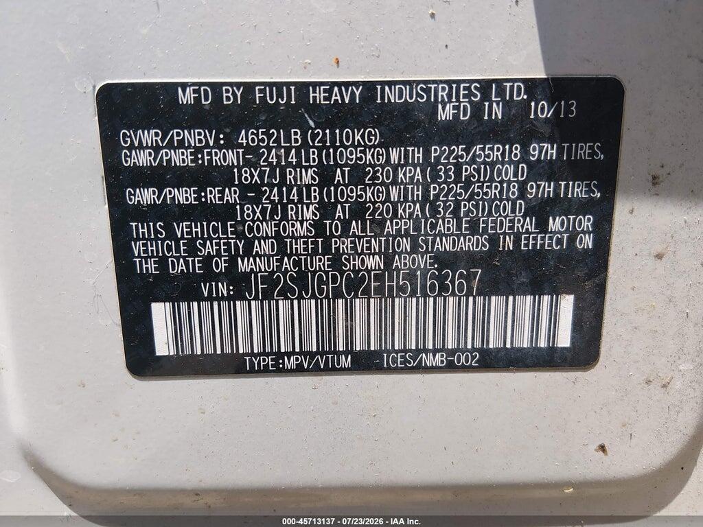 JF2SJGPC2EH516367 2014 SUBARU FORESTER photo no. 9