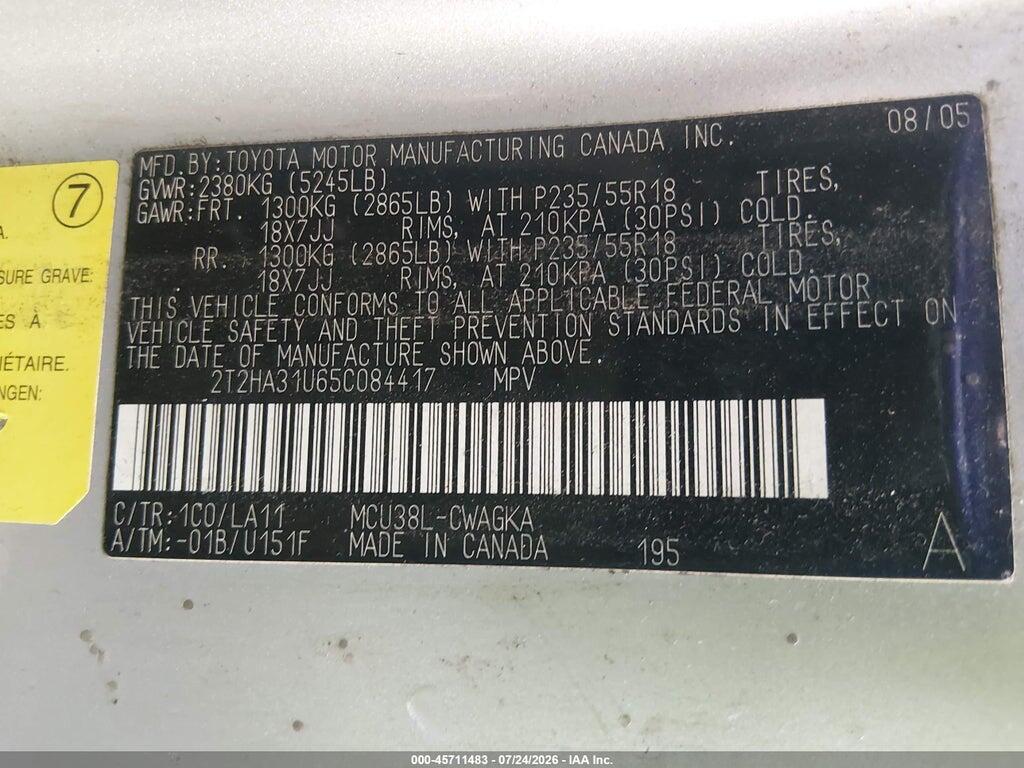 2T2HA31U65C084417 2005 LEXUS RX 330 photo no. 9