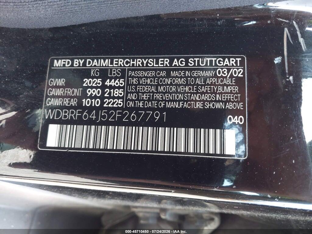 WDBRF64J52F267791 2002 MERCEDES-BENZ C photo no. 9