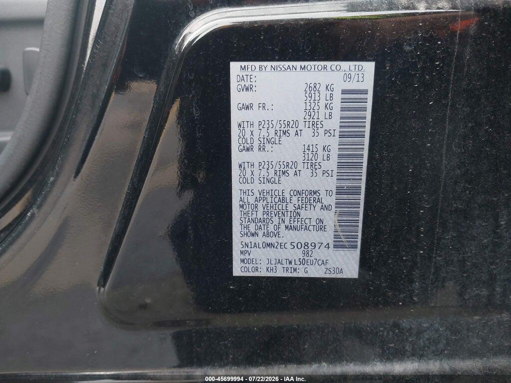 5N1AL0MN2EC508974 2014 INFINITI QX60 photo no. 9