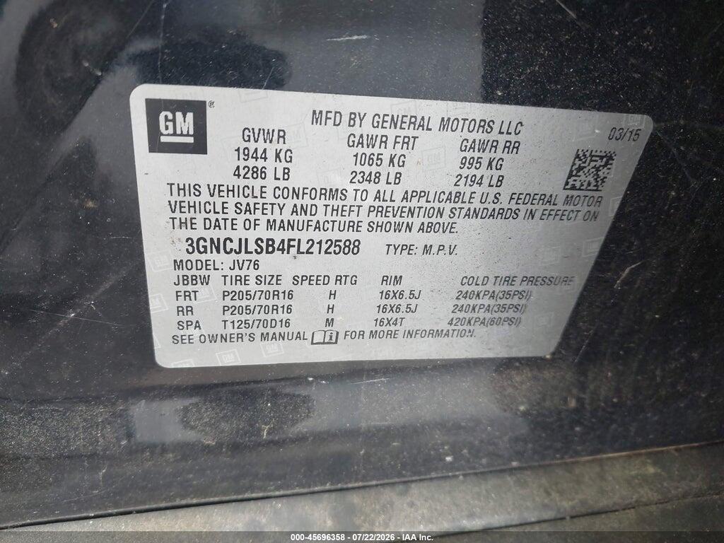 3GNCJLSB4FL212588 2015 CHEVROLET TRAX photo no. 9