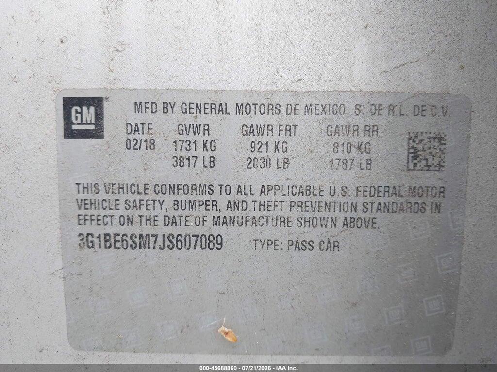3G1BE6SM7JS607089 2018 CHEVROLET CRUZE photo no. 9