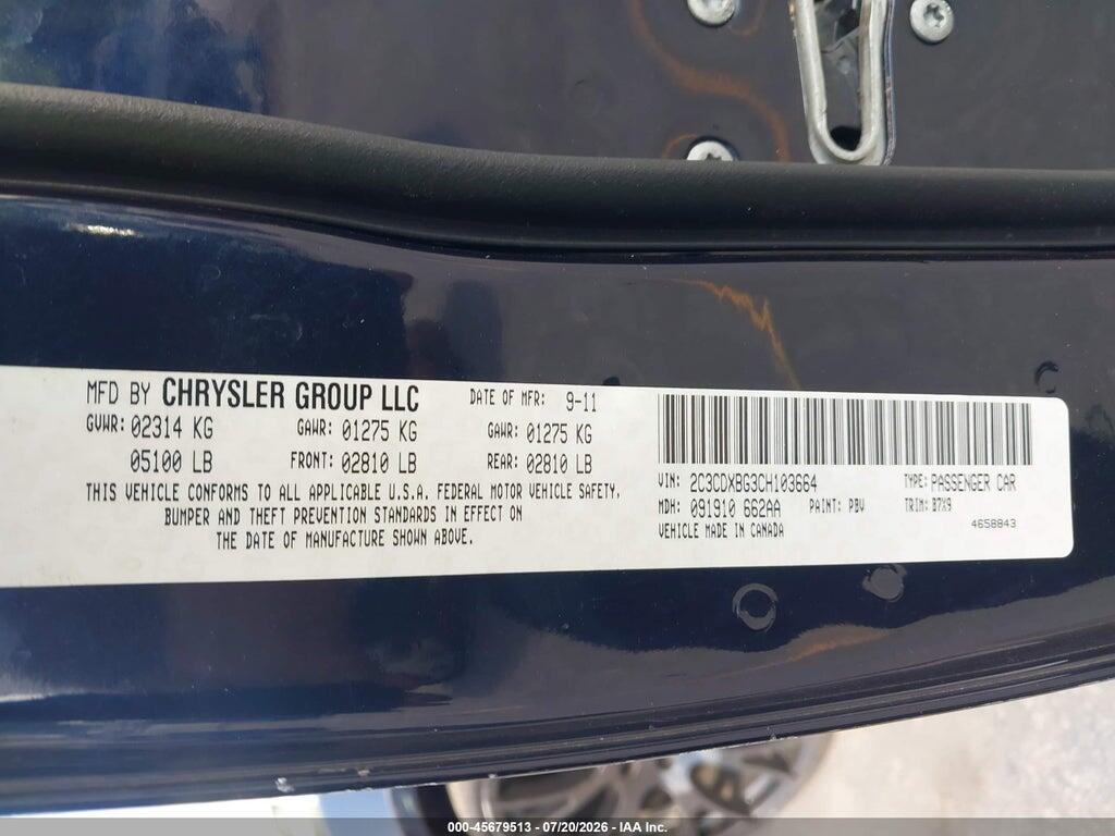 2C3CDXBG3CH103664 2012 DODGE CHARGER photo no. 9