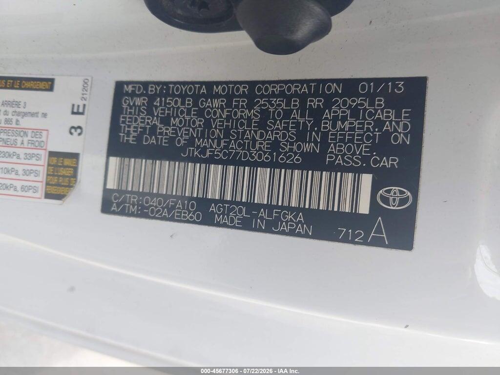 JTKJF5C77D3061626 2013 SCION TC photo no. 9