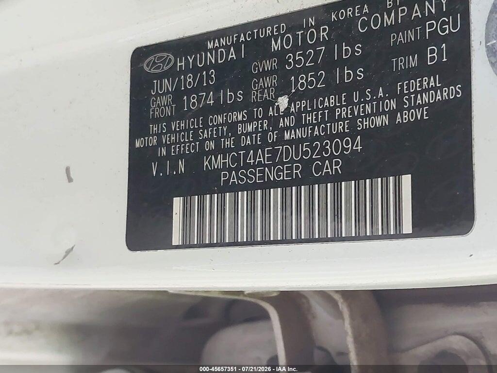 KMHCT4AE7DU523094 2013 HYUNDAI ACCENT photo no. 9