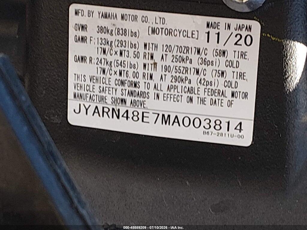 JYARN48E7MA003814 2021 YAMAHA MTN1000 photo no. 10