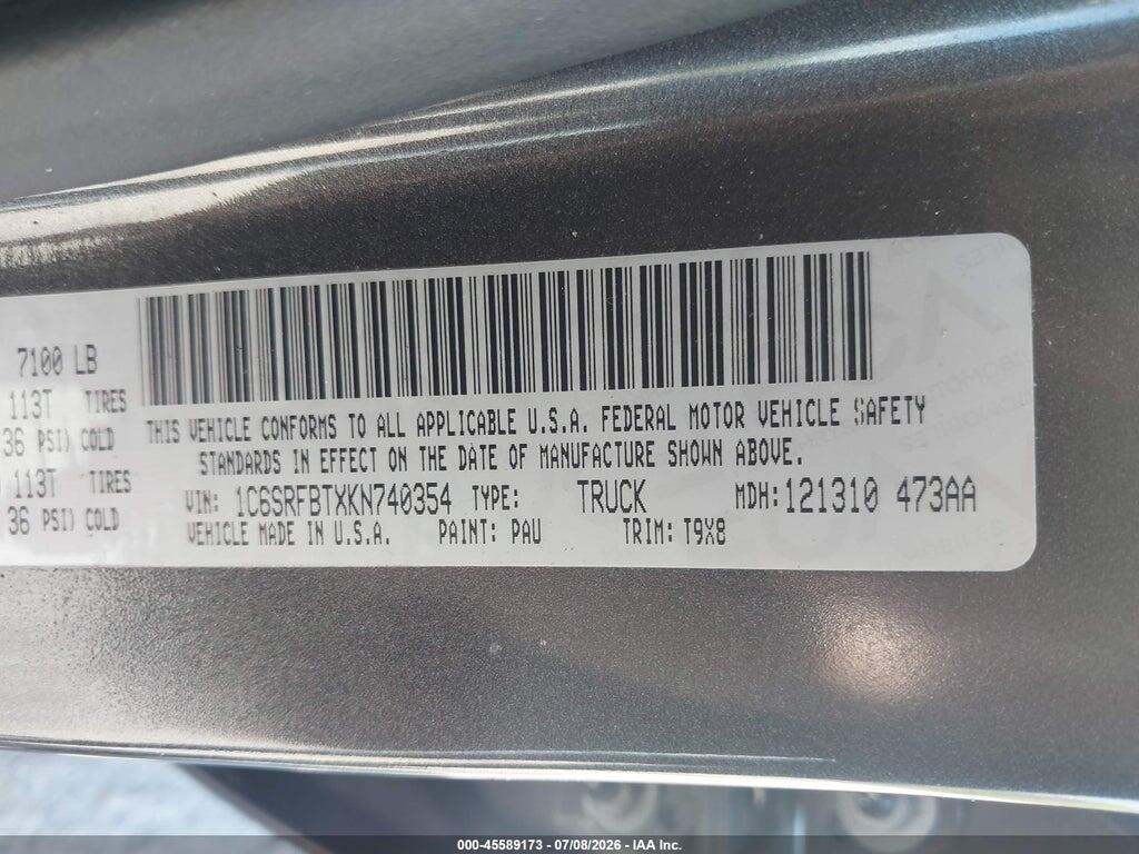 1C6SRFBTXKN740354 2019 RAM 1500 photo no. 9