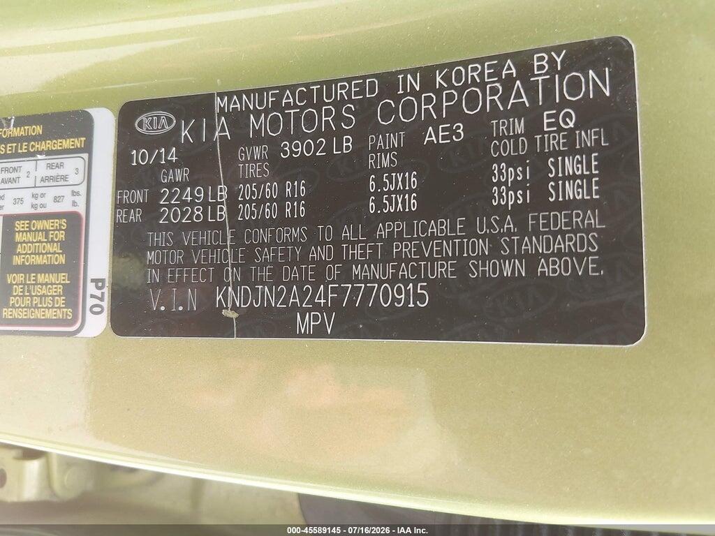 KNDJN2A24F7770915 2015 KIA SOUL photo no. 9