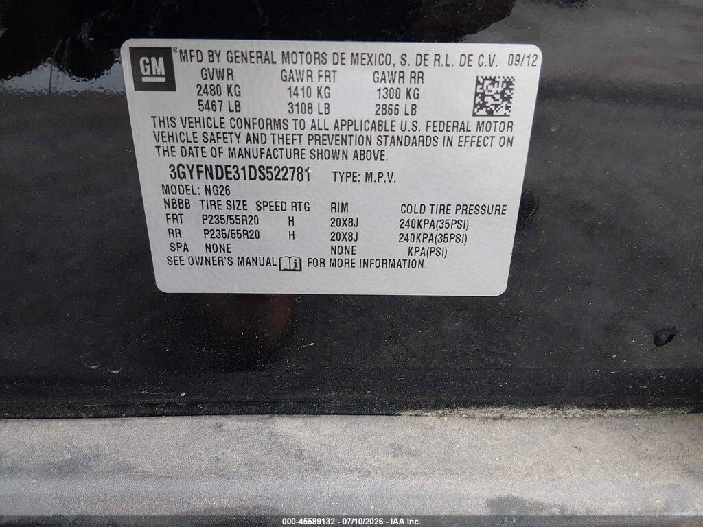 3GYFNDE31DS522781 2013 CADILLAC SRX photo no. 9