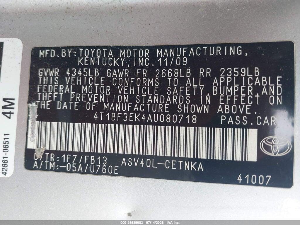 4T1BF3EK4AU080718 2010 TOYOTA CAMRY photo no. 9