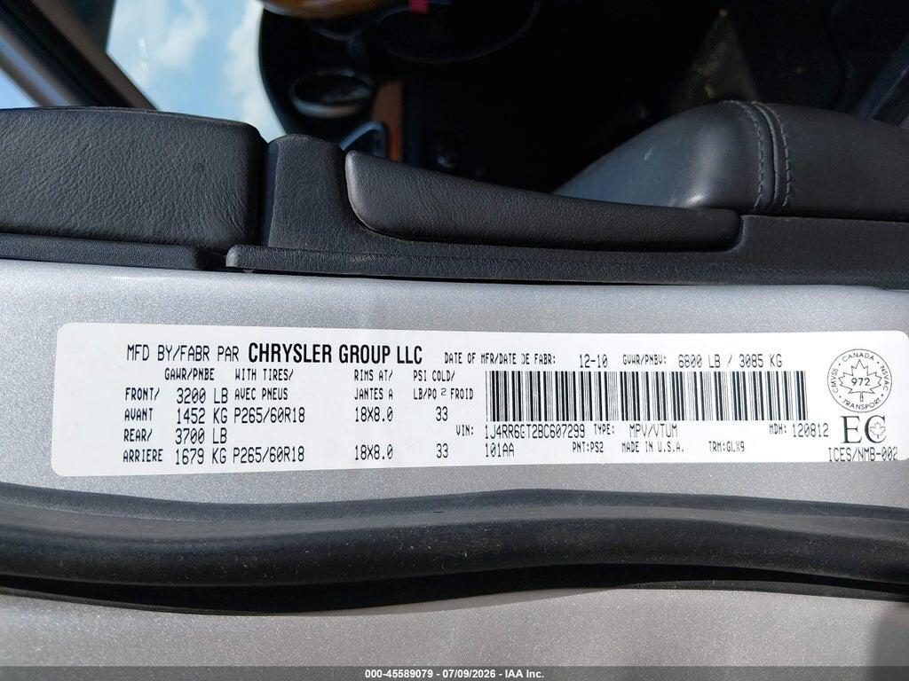 1J4RR6GT2BC607299 2011 JEEP GRAND CHEROKEE photo no. 9