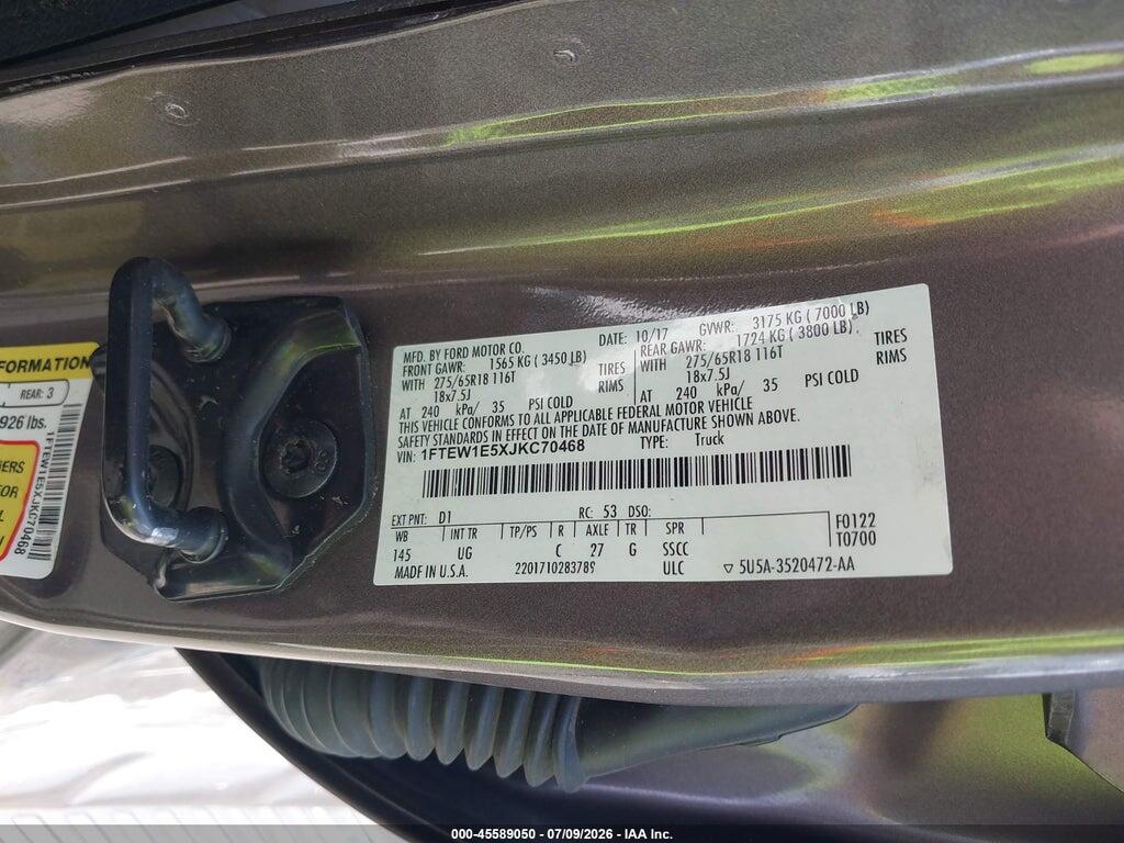 1FTEW1E5XJKC70468 2018 FORD F-150 photo no. 9