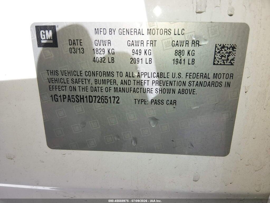 1G1PA5SH1D7265172 2013 CHEVROLET CRUZE photo no. 9