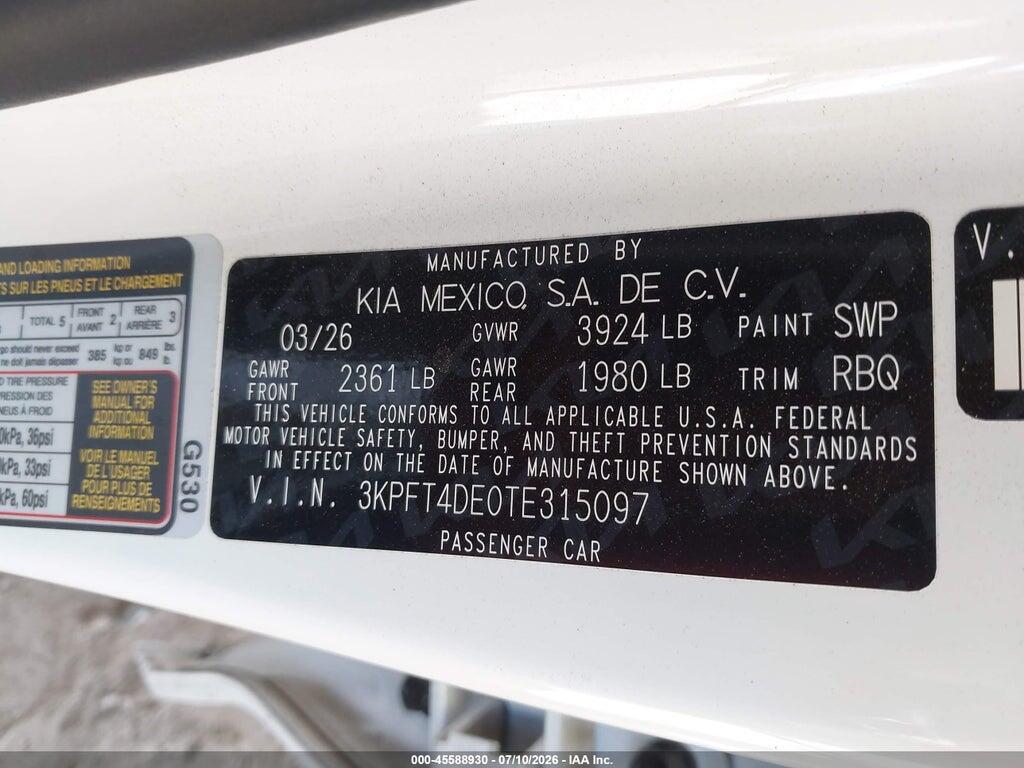 3KPFT4DE0TE315097 2026 KIA K4 photo no. 9