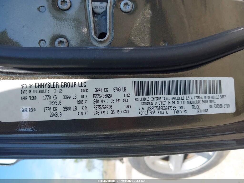 1C6RD7GT6CS247155 2012 RAM 1500 photo no. 9