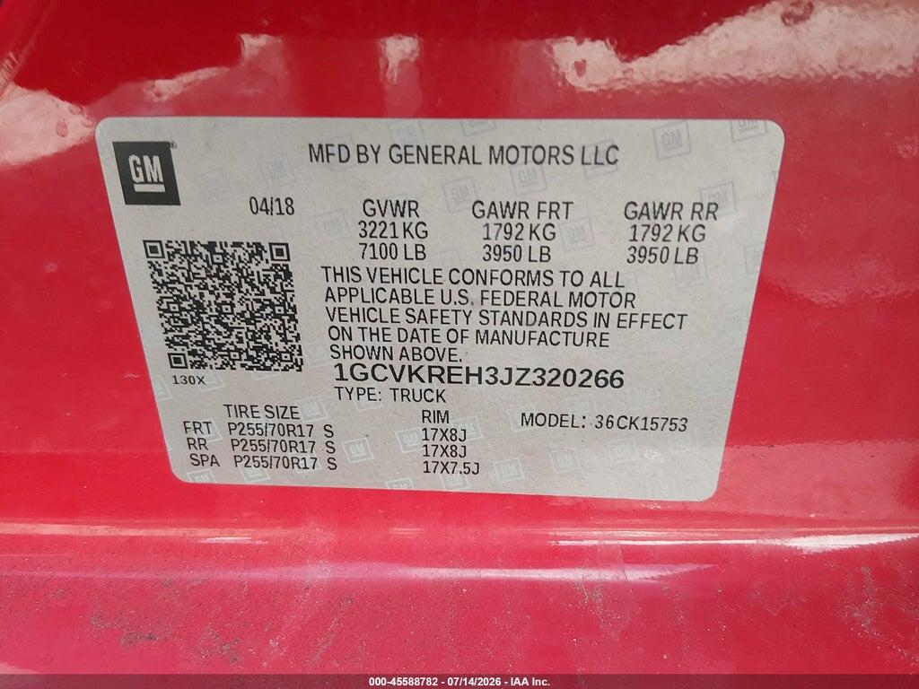 1GCVKREH3JZ320266 2018 CHEVROLET SILVERADO 1500 photo no. 9