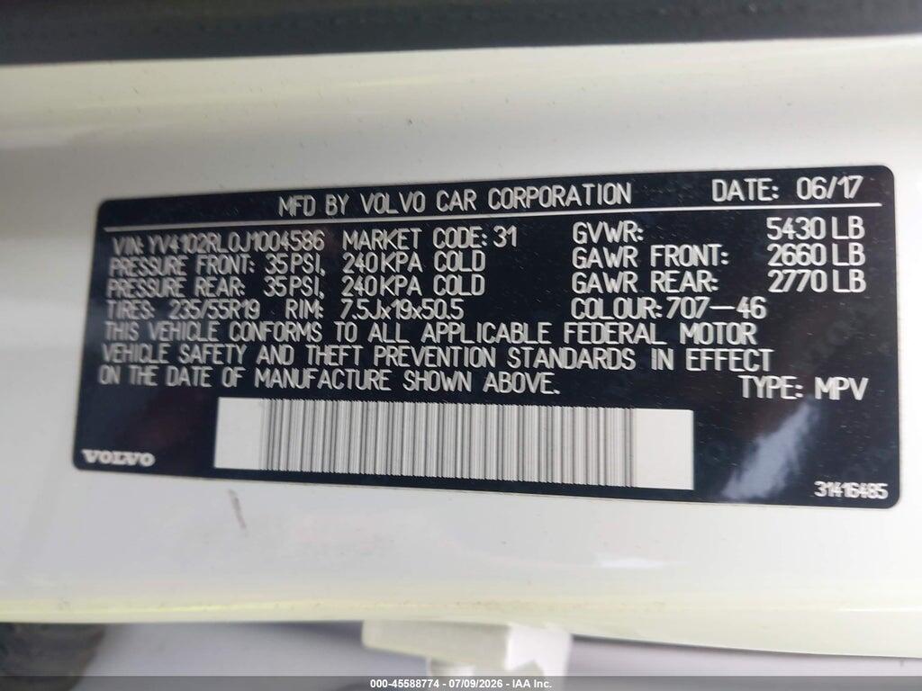 YV4102RL0J1004586 2018 VOLVO XC60 photo no. 9