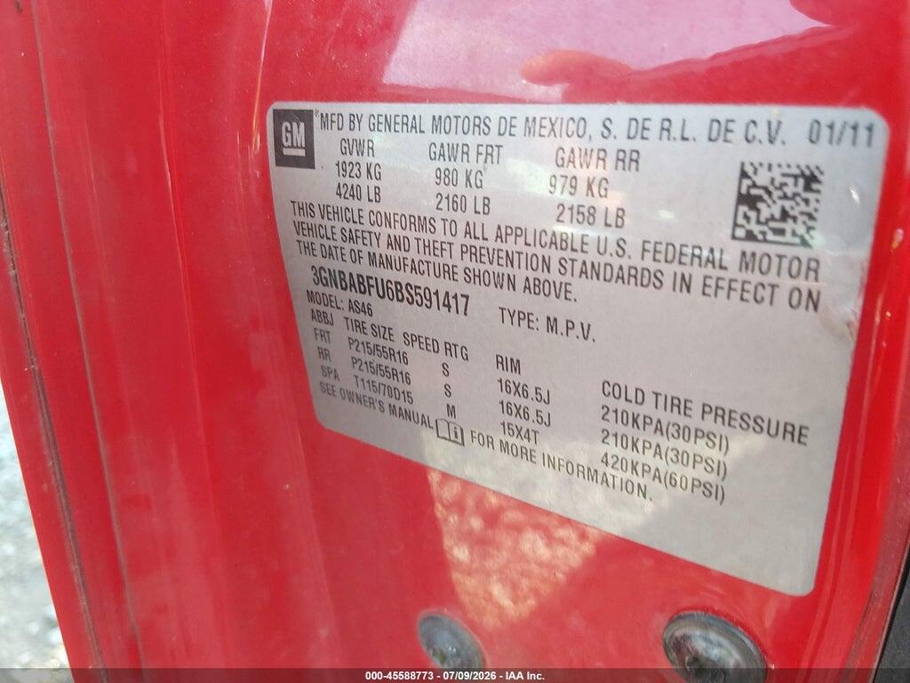 3GNBABFU6BS591417 2011 CHEVROLET HHR photo no. 9