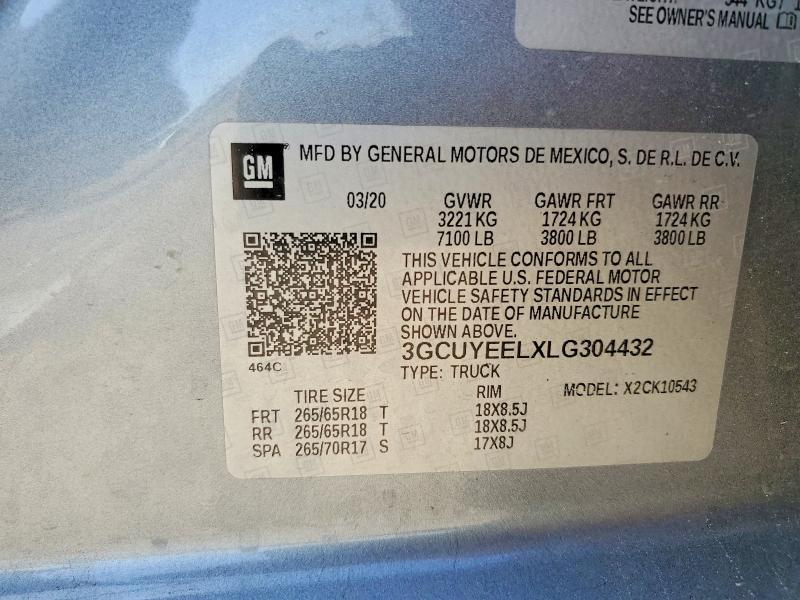 3GCUYEELXLG304432 2020 CHEVROLET SILVERADO photo no. 12