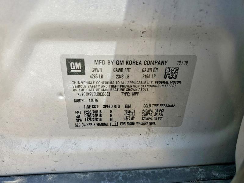 KL7CJKSB5LB036633 2020 CHEVROLET TRAX photo no. 12