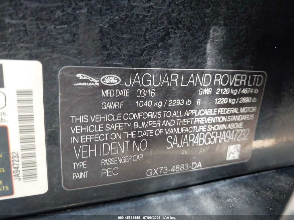 SAJAR4BG5HA947232 2017 JAGUAR XE photo no. 9