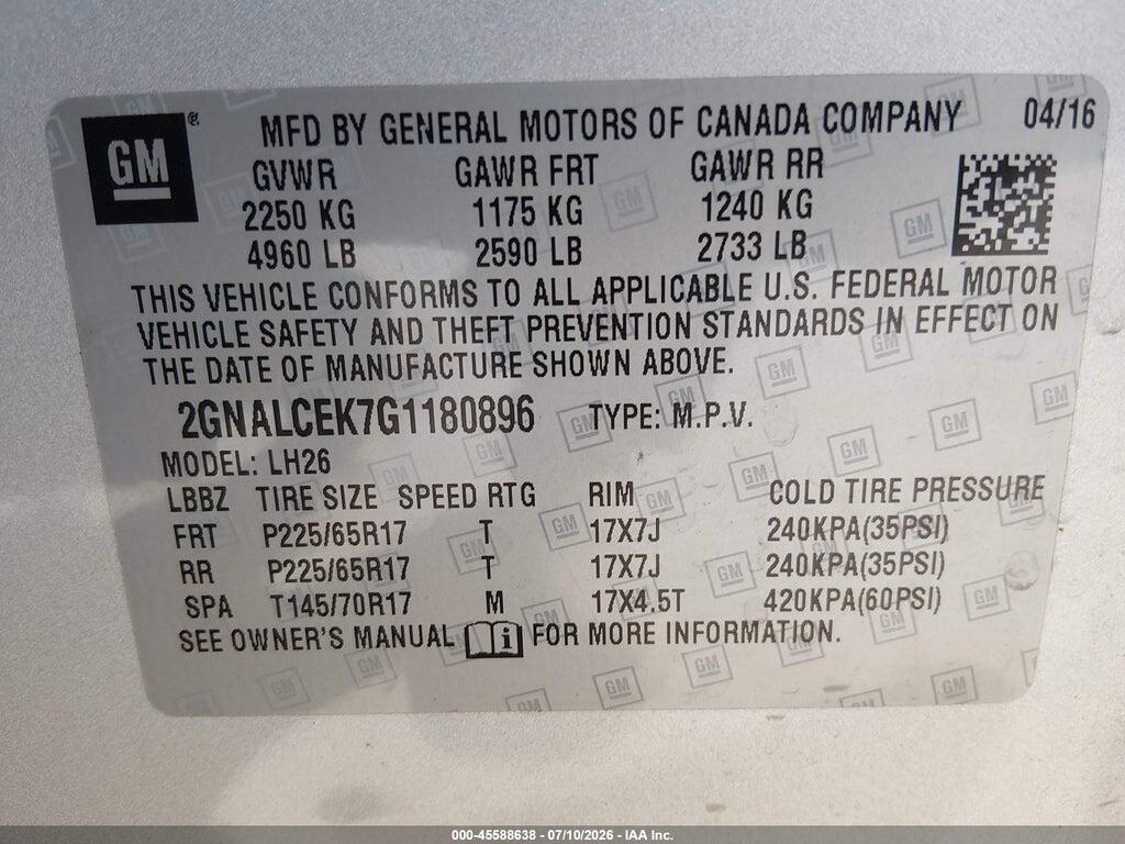 2GNALCEK7G1180896 2016 CHEVROLET EQUINOX photo no. 9