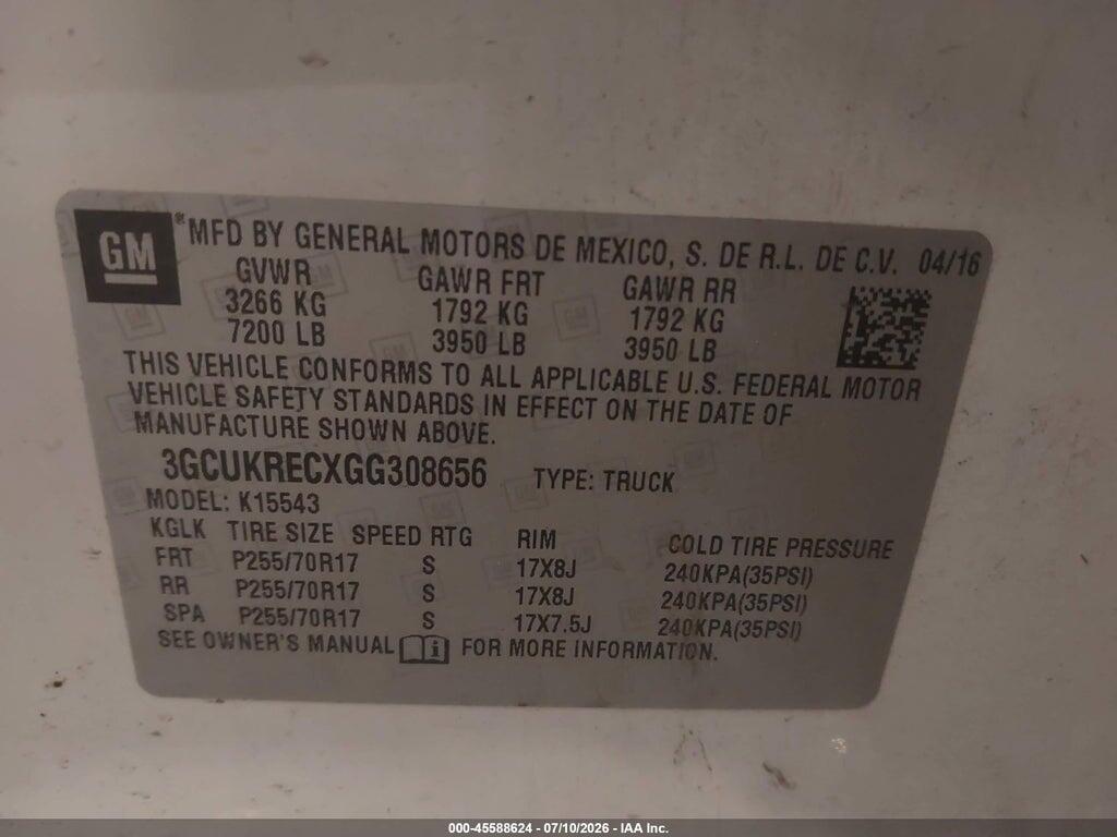 3GCUKRECXGG308656 2016 CHEVROLET SILVERADO 1500 photo no. 9