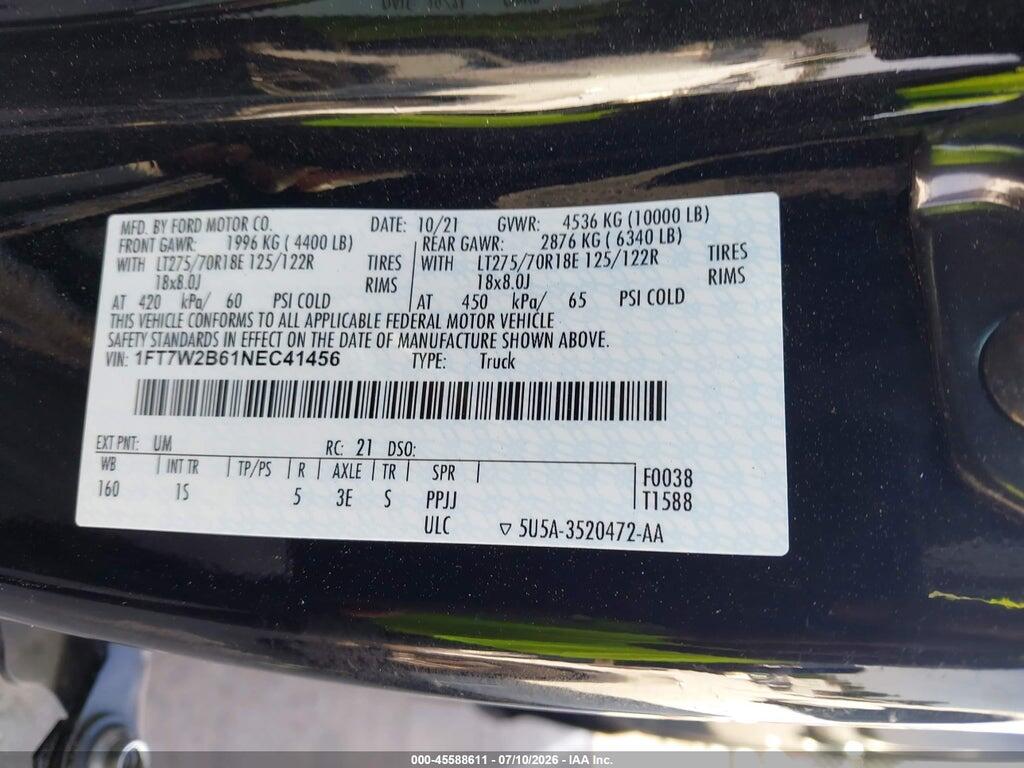1FT7W2B61NEC41456 2022 FORD F-250 photo no. 9