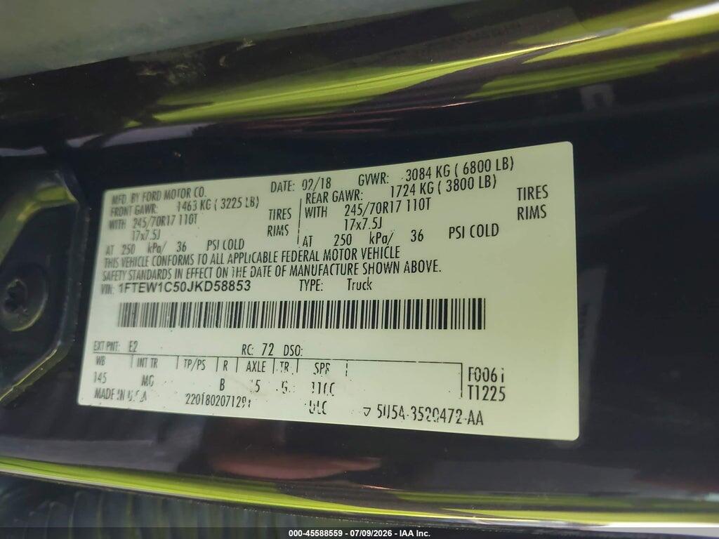 1FTEW1C50JKD58853 2018 FORD F-150 photo no. 9