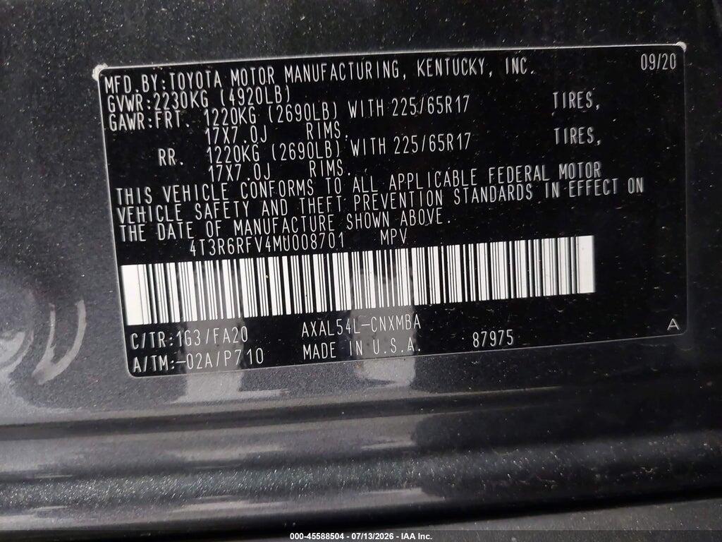 4T3R6RFV4MU008701 2021 TOYOTA RAV4 HYBRID photo no. 9