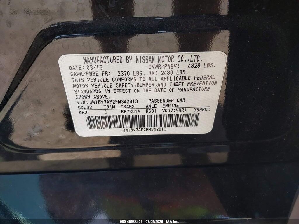 JN1BV7AP2FM342813 2015 INFINITI Q50 photo no. 9