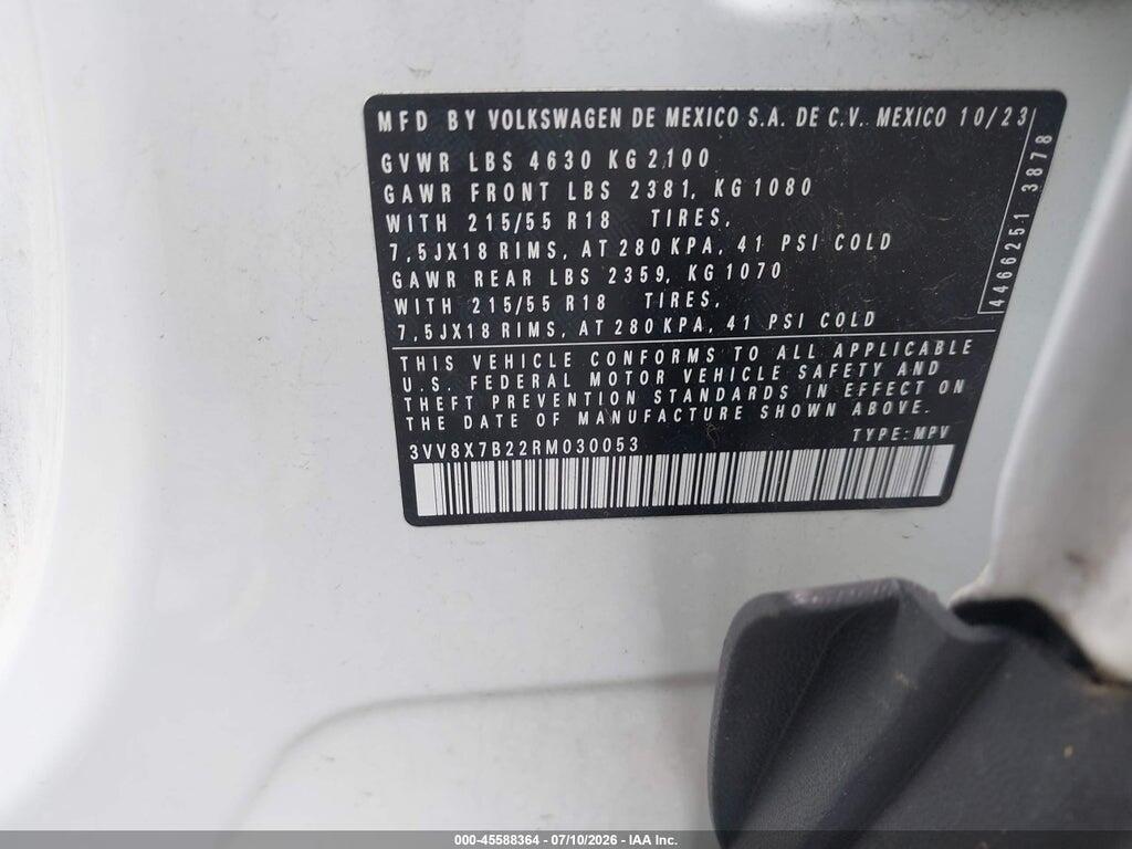 3VV8X7B22RM030053 2024 VOLKSWAGEN TAOS photo no. 9